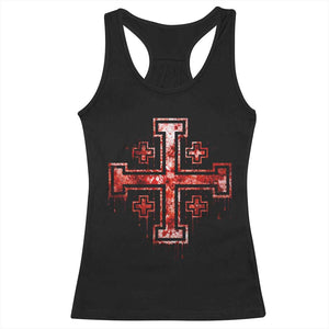 Crusader Jerusalem Cross Catholic Racerback Tank Top Gothic Christian Dark Faith Grunge Blood Splatter TS10 Black Print Your Wear