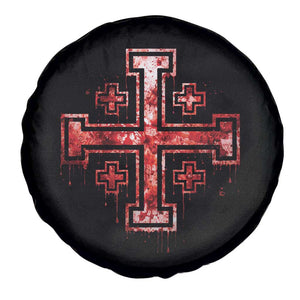 Crusader Jerusalem Cross Catholic Spare Tire Cover Gothic Christian Dark Faith Grunge Blood Splatter TS10 Print Your Wear