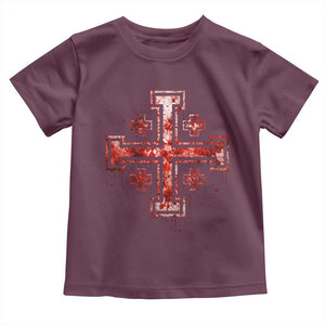 Crusader Jerusalem Cross Catholic Toddler T Shirt Gothic Christian Dark Faith Grunge Blood Splatter TS10 Maroon Print Your Wear