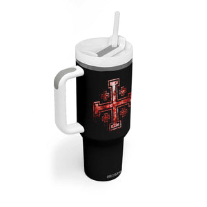 Crusader Jerusalem Cross Catholic Tumbler With Handle Gothic Christian Dark Faith Grunge Blood Splatter TS10 Print Your Wear