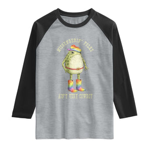 Funny Frog LGBTQ Raglan Shirt Misgenderin Folks Aint Very Cowboy Pride Rainbow TS10 Heather Gray Black Print Your Wear