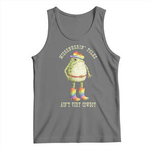 Funny Frog LGBTQ Tank Top Misgenderin Folks Aint Very Cowboy Pride Rainbow TS10 Black Heather Print Your Wear