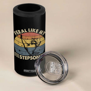 Bonus Dad 4 in 1 Can Cooler Tumbler Retro Feral Raccoon Stepdad Gifts From Bonus Son Stepson TS10 Print Your Wear