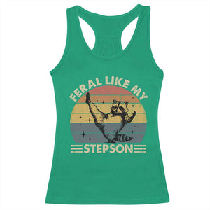 Bonus Dad Racerback Tank Top Retro Feral Raccoon Stepdad Gifts From Bonus Son Stepson TS10 Irish Green Print Your Wear