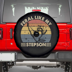 Bonus Dad Spare Tire Cover Retro Feral Raccoon Stepdad Gifts From Bonus Son Stepson TS10 Black Print Your Wear