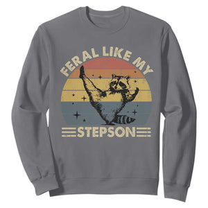 Bonus Dad Sweatshirt Retro Feral Raccoon Stepdad Gifts From Bonus Son Stepson TS10 Charcoal Print Your Wear