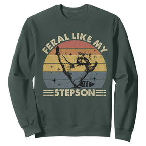 Bonus Dad Sweatshirt Retro Feral Raccoon Stepdad Gifts From Bonus Son Stepson TS10 Dark Forest Green Print Your Wear