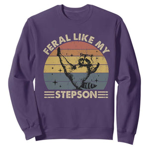 Bonus Dad Sweatshirt Retro Feral Raccoon Stepdad Gifts From Bonus Son Stepson TS10 Purple Print Your Wear