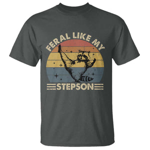 Bonus Dad T Shirt Retro Feral Raccoon Stepdad Gifts From Bonus Son Stepson TS10 Dark Heather Print Your Wear