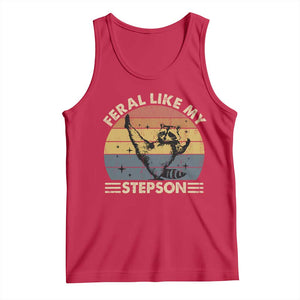 Bonus Dad Tank Top Retro Feral Raccoon Stepdad Gifts From Bonus Son Stepson TS10 Red Print Your Wear