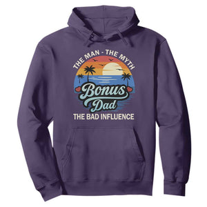 Bonus Dad Hoodie The Man Myth Bad Influence Step Dad Fathers Day Gift TS10 Purple Print Your Wear