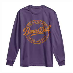 Bonus Dad Long Sleeve Shirt Vintage The Man Myth Bad Influence Funny Step Dad TS10 Purple Print Your Wear