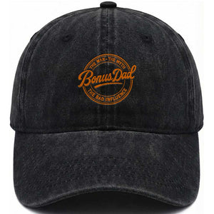 Bonus Dad Washed Cotton Baseball Cap Vintage The Man Myth Bad Influence Funny Step Dad TS10 Print Your Wear