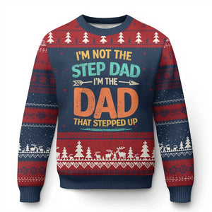 Bonus Dad Ugly Christmas Sweater Not The Step Dad Im The Dad That Stepped Up TS10 Navy Red Print Your Wear