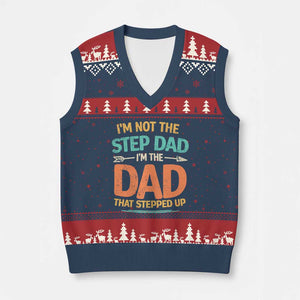 Bonus Dad V-Neck Knit Sweater Vest Not The Step Dad Im The Dad That Stepped Up TS10 Navy Red Print Your Wear