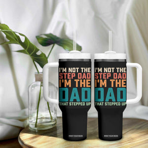Funny Bonus Dad Tumbler With Handle Retro Not The Step Dad Im The Dad That Stepped Up TS10 Print Your Wear