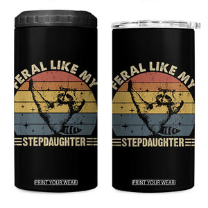 Bonus Dad 4 in 1 Can Cooler Tumbler Retro Feral Raccoon Stepdad Gifts From Bonus Daughter Stepdaughter TS10 One Size: 16 oz Black Print Your Wear