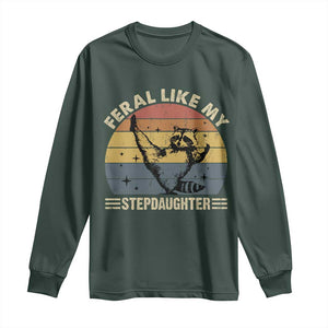 Bonus Dad Long Sleeve Shirt Retro Feral Raccoon Stepdad Gifts From Bonus Daughter Stepdaughter TS10 Dark Forest Green Print Your Wear