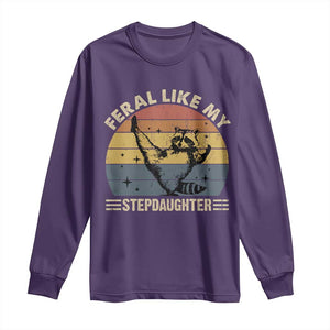 Bonus Dad Long Sleeve Shirt Retro Feral Raccoon Stepdad Gifts From Bonus Daughter Stepdaughter TS10 Purple Print Your Wear