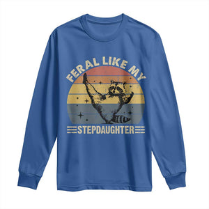 Bonus Dad Long Sleeve Shirt Retro Feral Raccoon Stepdad Gifts From Bonus Daughter Stepdaughter TS10 Royal Blue Print Your Wear