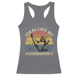 Bonus Dad Racerback Tank Top Retro Feral Raccoon Stepdad Gifts From Bonus Daughter Stepdaughter TS10 Charcoal Print Your Wear