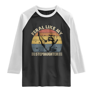 Bonus Dad Raglan Shirt Retro Feral Raccoon Stepdad Gifts From Bonus Daughter Stepdaughter TS10 Black White Print Your Wear