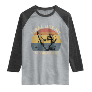Bonus Dad Raglan Shirt Retro Feral Raccoon Stepdad Gifts From Bonus Daughter Stepdaughter TS10 Heather Gray Heather Charcoal Print Your Wear