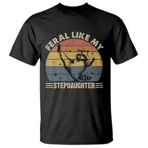 Bonus Dad T Shirt Retro Feral Raccoon Stepdad Gifts From Bonus Daughter Stepdaughter TS10 Black Print Your Wear