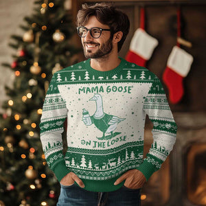 Silly Goose Mom Ugly Christmas Sweater New Mom Pregnancy Announcement Mothers Day TS10 Beige Green Print Your Wear