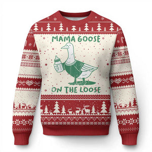 Silly Goose Mom Ugly Christmas Sweater New Mom Pregnancy Announcement Mothers Day TS10 Beige Red Print Your Wear
