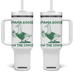 Silly Goose Mom Tumbler With Handle New Mom Pregnancy Announcement Mothers Day TS10 One Size: 40 oz White Print Your Wear