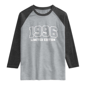 Vintage 1996 Limited Edition Raglan Shirt 30 Year Old Gift Retro Varsity 30th Birthday TS10 Heather Gray Heather Charcoal Print Your Wear