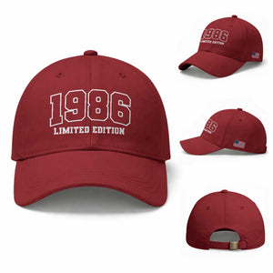Vintage 1986 Limited Edition Baseball Cap 50 Year Old Gift Retro Varsity 40th Birthday TS10 Baseball Cap Universal Fit Cherry Red Print Your Wear