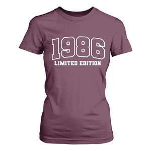 Vintage 1986 Limited Edition T Shirt For Women 50 Year Old Gift Retro Varsity 40th Birthday TS10 Maroon Print Your Wear