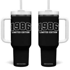 Vintage 1986 Limited Edition Tumbler With Handle 50 Year Old Gift Retro Varsity 40th Birthday TS10 One Size: 40 oz Black Print Your Wear