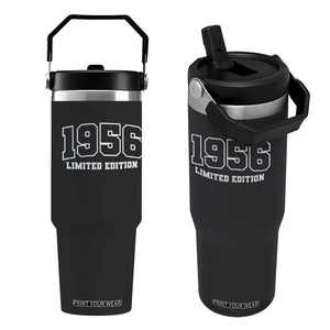 Vintage 1956 Limited Edition Flip Straw Tumbler 70 Year Old Gift Retro Varsity 70th Birthday TS10 One Size: 30 oz Black Print Your Wear