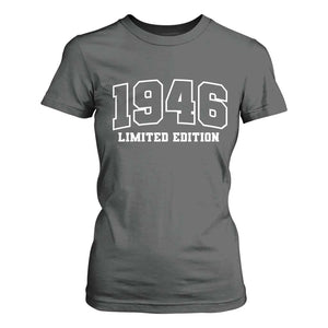 Vintage 1946 Limited Edition T Shirt For Women 80 Year Old Gift Retro Varsity 80th Birthday TS10 Dark Heather Print Your Wear