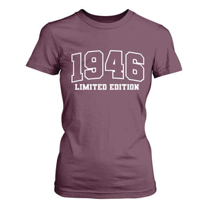 Vintage 1946 Limited Edition T Shirt For Women 80 Year Old Gift Retro Varsity 80th Birthday TS10 Maroon Print Your Wear
