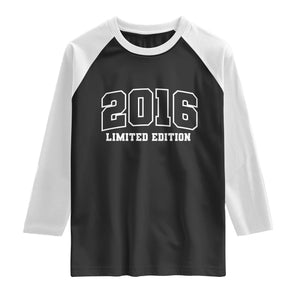 Vintage 2016 Limited Edition Raglan Shirt 10 Year Old Gift Retro Varsity 10th Birthday TS10 Black White Print Your Wear