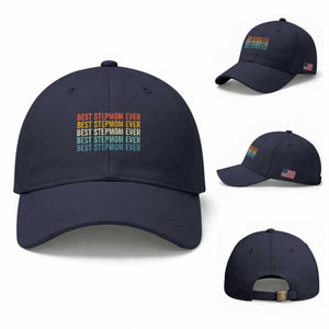 Best Stepmom Ever Baseball Cap Funny Retro StepMom Bonus Mom TS10 Baseball Cap Universal Fit Navy Print Your Wear