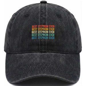 Best Stepmom Ever Washed Cotton Baseball Cap Funny Retro StepMom Bonus Mom TS10 Print Your Wear