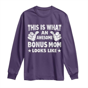 Funny Stepmom Long Sleeve Shirt This Is What An Awesome Bonus Mom Looks Like TS10 Purple Print Your Wear