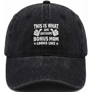 Funny Stepmom Washed Cotton Baseball Cap This Is What An Awesome Bonus Mom Looks Like TS10 Print Your Wear