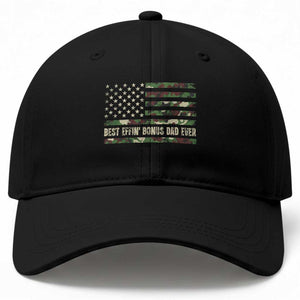 Best Effin Bonus Dad Ever Baseball Cap Funny Step Dad Camo American Flag TS10 Print Your Wear