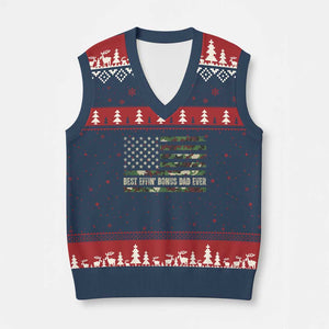 Best Effin Bonus Dad Ever V-Neck Knit Sweater Vest Funny Step Dad Camo American Flag TS10 Navy Red Print Your Wear