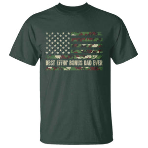 Best Effin Bonus Dad Ever T Shirt Funny Step Dad Camo American Flag TS10 Dark Forest Green Print Your Wear