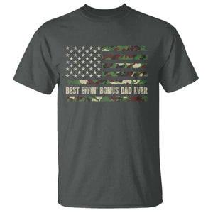 Best Effin Bonus Dad Ever T Shirt Funny Step Dad Camo American Flag TS10 Dark Heather Print Your Wear