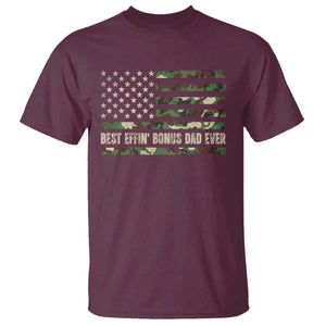 Best Effin Bonus Dad Ever T Shirt Funny Step Dad Camo American Flag TS10 Maroon Print Your Wear
