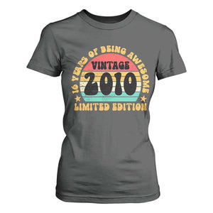 16th Birthday T Shirt For Women Vintage 16yr 2010 Limited Edition 16 Year Old Gift TS10 Dark Heather Print Your Wear