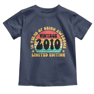 16th Birthday Toddler T Shirt Vintage 16yr 2010 Limited Edition 16 Year Old Gift TS10 Navy Print Your Wear